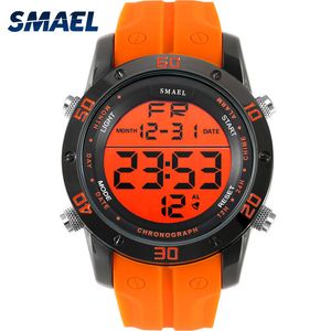 Fashion Watches Men Orange Casual Digital Watches Sports Led Clock Male Automatic Date Watch 1145 Men's Wristwatch Waterproof Y19052103