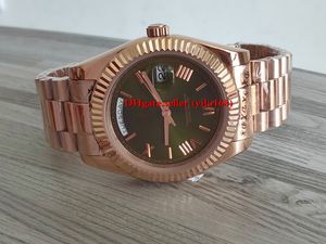 Высокое качество Бизнес часы подарок Роскошные ДАТА наручные часы мужские часы President 40 мм 228235 18-каратного розового золота зеленый римские часы циферблат