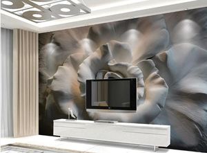 USTOMフォトウォールペーパー3Dモダンテレビ背景リビングルーム寝室3Dエンボスローズテレビソファーウォールカバー壁紙