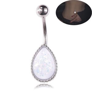 Sexig Wasit Belly Dance Crystal Body Jewelry Rostfritt stål Vattendropp Rhinestone Navel Bell Button Piercing Dingle Rings for Women Gift