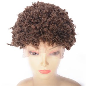 13x4 Brazilian Lace Front Wigs Kinky Curly Human Hair for Black Women Short Colored 27# Remy Hair Wig