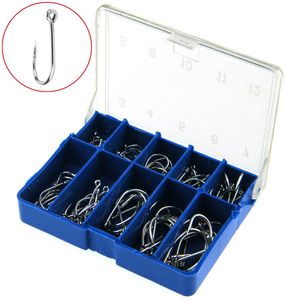 1000pcs 10box 3-12# Silver Ise Hook High Carbon Steel Barbed Hooks Fishing Hooks Pesca Carp Fishing Tackle Accessories Blue Box