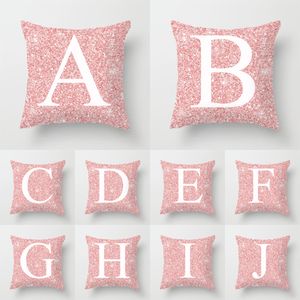 Pink Peach Skin Pillow Cover 18X18 Inch Letter Print Throw Pillow Cushion Cover Car Soft Pillow Case Home Decoration Pillowcase DBC VT0915