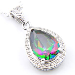 Luckyshine 12 pezzi/lotto gioielli di moda donna argento sterling 925 placcato mistico colorato topazio cristallo collane vintage pendenti + catena