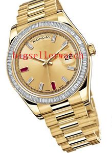 Top Luxury Factory Męskie Automatyczne Cal.2813 Tydzień Kalendarz 41mm Odlewanie Złoto 18k Business Zegarki 218238 Wristwat