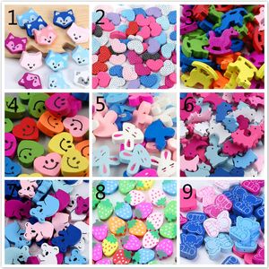 100 Pieces/Lot 17 Styles 7 Colors Natural Wooden Loose Beads Craft Wood Bead Jewelry Accessories for Children Necklace Bracelet DIY Making