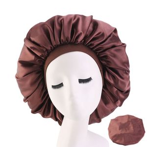 Stor blomma tryck Sova Caps Bonnet Elastic Satin Night Hat Kvinnor Lady Head Wrap Turban Fashion Tillbehör
