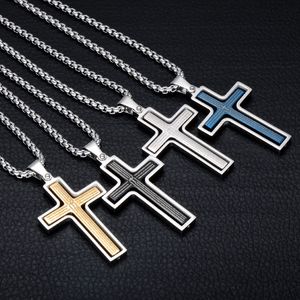 Fashion Boutique Mens Spinner Cross Pendant Necklace for Men 4 Colors Stainless Steel Male Jewelry