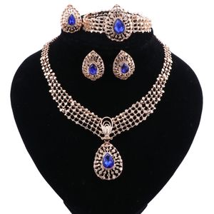Set di gioielli per accessori per abiti da sposa Perline africane Ciondolo goccia d'acqua in cristallo da donna Set di gioielli color oro