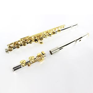 Unbranded C Tune Flum Wysokiej Jakości Biała Posrebrzana Posrebrzana Rurka Gold Lacquer Key 16 Otwórz instrument fletowy z kluczem E