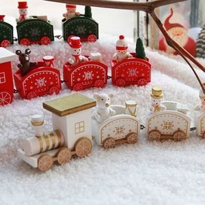 Christmas Wooden Small Train Toys Kids empilhando Toy Wood Natural Christmas Gift