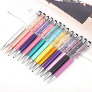 Ny söt kristallpenna diamantbollpunkt Pennor brevpapper BallPen 2 i 1 Crystal Stylus Pen Touch Pen