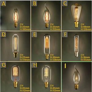 Старинные ретро E14 Edison Spiral накаливание лампочки лампочки лампочки для подвесных ламп гостиная спальня 220 В новизне