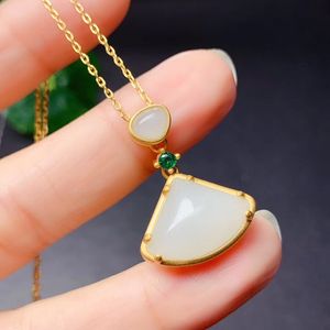 FashionJewelry Chinese Style 925 Silver Pendant for Party 13*18mm Natural White Jade Necklace Pendant Fashion Gemstone Pendant