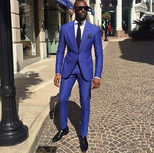 Royal Blue Groom Tuxedos Peak Lapel Men Wedding Tuxedo Fashion Men Jacket Blazer Men Dinner/Darty Suit Custom Made(Jacket+Pants+Tie) 1286