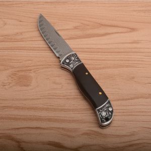 Special Offer Damascus Steel Pocket Folding Knife Drop Point Blade Cow Horn Handle Outdoor EDC Knives Gift Knife