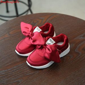 Kids Girls Sport Running Shoes New Design Children Ribbon Big Bowknot Autumn Winter Fashion Soft Breathable Sneakers For Girls