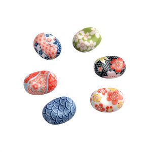 Forma di fagioli bacchette giapponesi di riposo cucchiaio ceramico supporto per coltello forcella per casa ristorante dipinto a mano 6 motivi floreali
