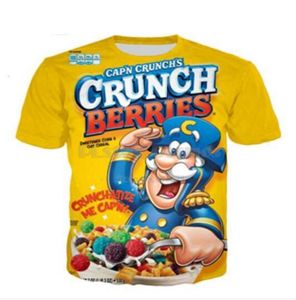 Yeni Moda Erkek / Kadının Gıda Crunch Berries Yaz Tarzı Tees 3D Baskı Rahat T-Shirt Tops Artı Boyutu BB067