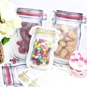 5 pçs / lote Mason Garrafas de Presente Sacos de Cookies Nuts Candy box Snack Conveniente Selado PE Saco De Plástico de Decoração Para Casa Suprimentos de Armazenamento