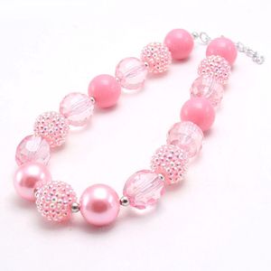 Loverly Pink Style Baby Girls Beads Necklace For Child Kids Handmade Chunky Bubblegum Necklace Charming Jewelry