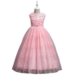 Prinzessin Kleid Formelle Kleidung Spitze Nähte Ärmellos Blase Mesh Spitze Blume Stickerei Kind