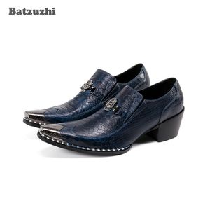 Batzuzhi Personality Designer's Men Shoes Punta a punta Scarpe eleganti in vera pelle per uomo Tacchi alti 6,5 cm Zapatos Hombre, 38-46