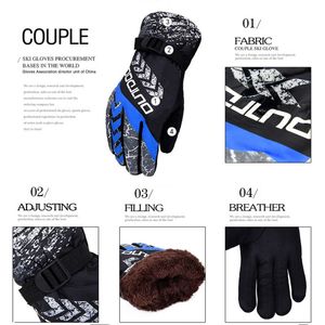 Waterproof Heated Winter Warm Men Women Skiing Gloves Windproof Thickening Outdoor Sport Motorcycle Snowboard Ski Gloves