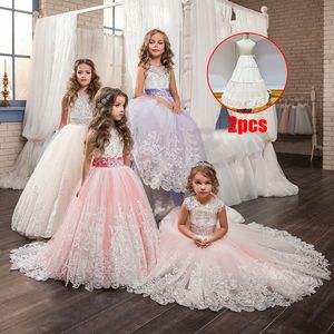 2020 Girls Dress Elegant White Bridesmaid Kids Dresses For Girls Barn Long Princess Dress Party Wedding 14 10 12 Years