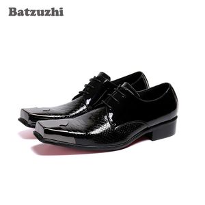 Batzuzhi Italienische Art Herrenschuhe Karree Schwarz Leder Kleid Schuhe Männer Lace-up Business Lederschuhe zapatos de hombre