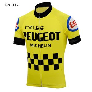 2018レトロな男性サイクリングジャージー古典的な黄色い衣料品サイクリングウェアレーシング自転車服服Hombre Braetan