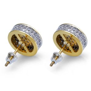 Fashion- cylindrical men's earrings are studded with zircon hip hop hipsters