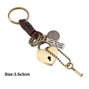 Heart Key Ring Antik Silver Letter Tag Keychain Holders Väska hänger Mode Smycken Drop Ship