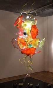 Blown Plate Chandeliers Lamp Art Custom Made Colored Glass Hanging Chain Chandelier for Hotel Decor