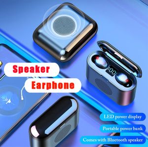 Mais novo F9 Mini Sem Fio Bluetooth Speaker Fones de ouvido Fones de ouvido Smart Touch Sports Stereo Headset 9d Surround Sound com Big Battery