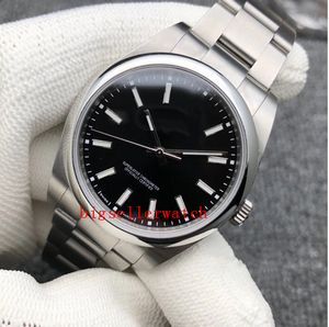 Novo luxo safira de alta qualidade perpétuo novo sem data aço abobadado mostrador preto automático mecânico masculino relógios260u