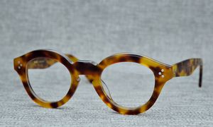 Großhandelsrahmen Markendesigner Vintage Runde Brillengestelle für Frauen The Mask Handgefertigte schwarze Schildkröten-Myopie-Brillen mit Box