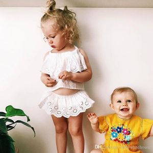 Baby Mädchen Outfits Set Sommer 2018 Nette Baumwolle Kinder Kleidung Mädchen Spitze Träger Tops + Shorts 2PCS Boutique Mädchen Set Anzug Kinder Kleidung