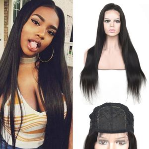 Malaysian Unprocessed Human Hair Straight 4X4 Lace Closure Wig Natural Color Silky Straight Mink Virgin Hair Four By Four Closure Wigs