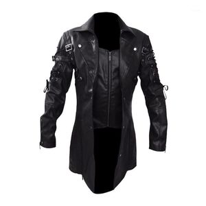 Mäns Jacka Mode Vintage Läder Jackor Biker Motorcykel Zipper Långärmad Coat Top Blusar Högkvalitativ Mens Overcoat New1