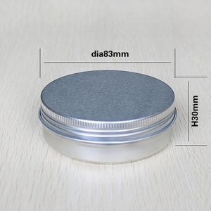 50st Aluminiumburkar Lip Balm Container Tom Kosmetiska behållare Makeup Cream Jar Gloss Metal Aluminium Tin Silver Box 120ml