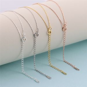 S925 Stamped Link Cadeia Colar 44cm 925 Sterling Silver Gargantilha Colar Fit para Pingente Rose Gold Platinum DIY Jóias Acessórios Fazendo