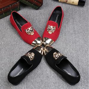 Promotion Spring Men Loafers Party Wedding Shoes Europe Style Embroidered Black Red Veet Slippers Driving Moccasins EUR38-46