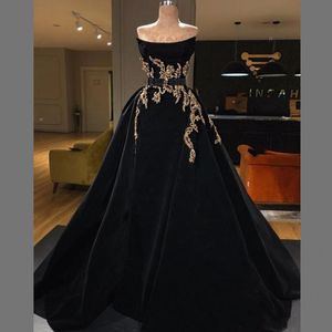 Blygsamt svart speciellt tillfälle klänningar kväll slitage strapless sammet prom klänning lång spets applique sash skräddarsydda festklänningar vestidos