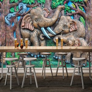 ドリップシップカスタム写真壁画壁紙アート抽象的な壁絵画3D立体森林象の背景壁の装飾の壁紙壁紙
