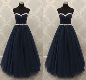 Granatowy plus size długie sukienki z koralikami kryształowe sashes plisy tulle bez ramiączek koronki słodki 16 sukienka quinceanera sukienki wieczorowe suknie