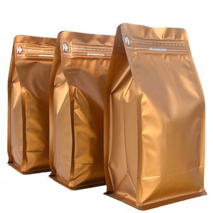 50PCS DHL Brown Eight Sides Seal Packaging Bags Aluminium Folie Kaffe lagring Mylar Packing Pouches 4.72 * 9.84 * 3.54 