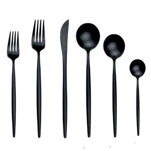 JANKNG 6Pcs Colorful Stainless Steel Dinnerware Sets Sturdy Reusable Nice Kitchen Tableware Party Accessory Fork-Knife-Dessert Tea Spoon