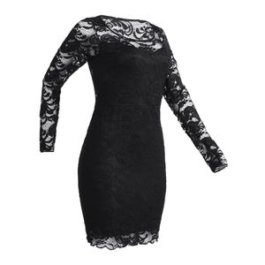 リトルブラックレースのドレスファッションストリートウェア長袖の丸いネックプラスサイズセクシーなミニドレス女性2xLカジュアルドレス