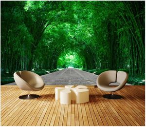 3d foto papel de parede personalizado 3d murais de parede papel de parede jardim Rural verde bambu corredor sala de TV sofá decoração da parede pintura